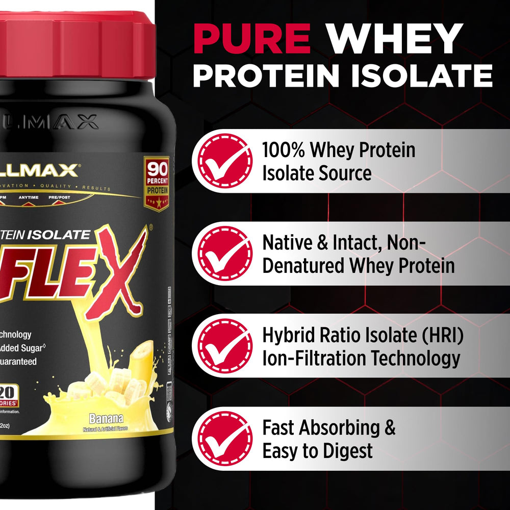 ALLMAX ISOFLEX nutrition label closeup highlighting gluten-free and sugar-free