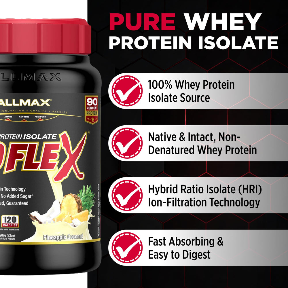 ALLMAX ISOFLEX Pineapple Coconut shaker bottle ready for pre and post workout mixing.