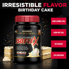 ALLMAX IsoFlex whey isolate scoop demonstrates precise serving size for convenient daily use