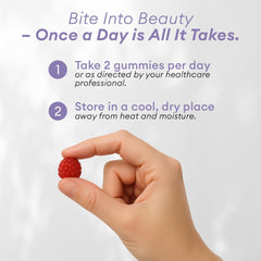 Allura Hair gummies on spoon showcasing convenient daily chew