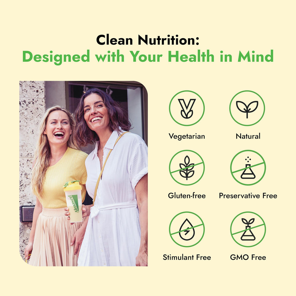 Close-up of Almased ingredients on the label featuring soy and yogurt blend