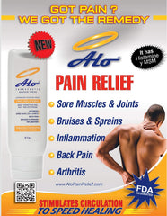 ALO Pain Relief Cream bottle being poured for easy application