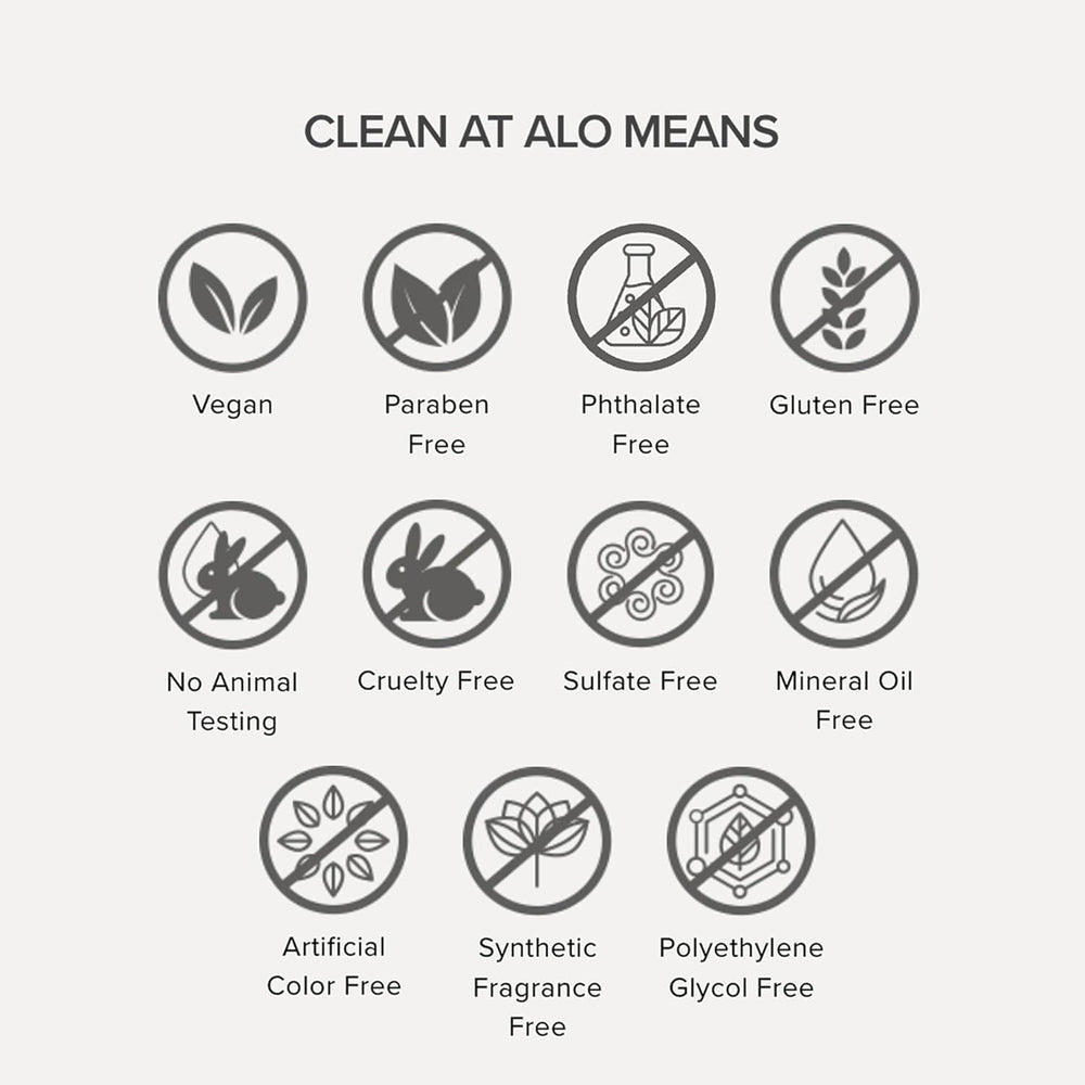 Alo Restful Radiance Set packaging photo highlighting USA-made vegan packaging.