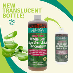 Close-up of Aloe Life organic Cherry Berry label emphasizing organic leaves