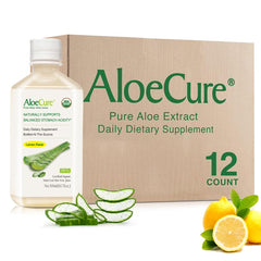 AloeCure lemon bottle front showing brand label and convenient design for daily use