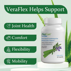 AloeCure VeraFlex bottle front with 60 capsules for daily mobility.
