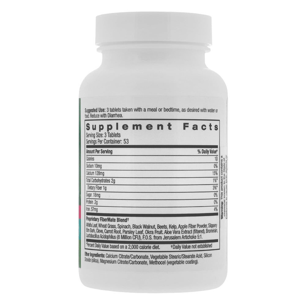 Aloe Life FiberMate tablets close-up shows natural greens for digestion.