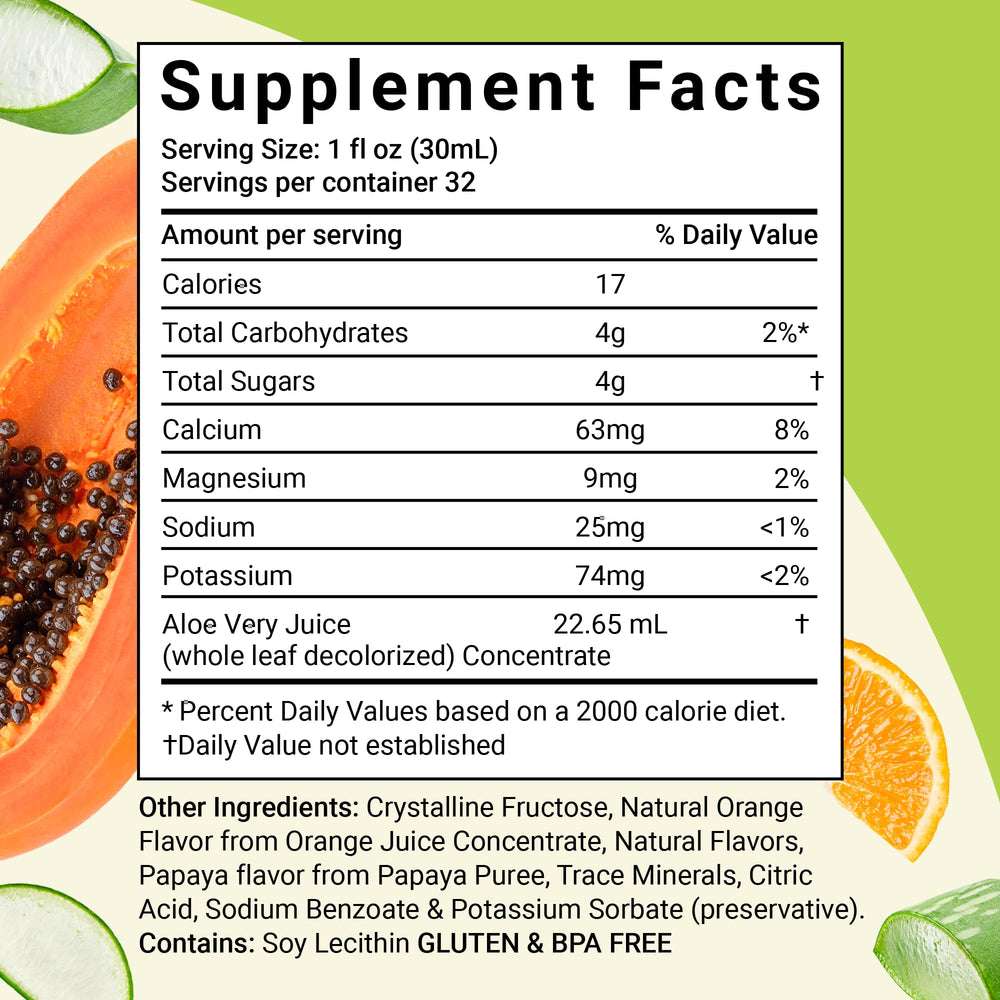 Aloe Life orange papaya juice pour showing easy daily use.