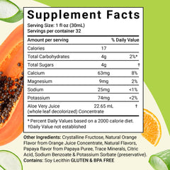 Aloe Life orange papaya juice pour showing easy daily use.