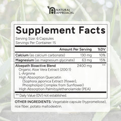 ALOEPATH ingredients panel displays quercetin, PEA, and L-Arginine for holistic bladder wellness.