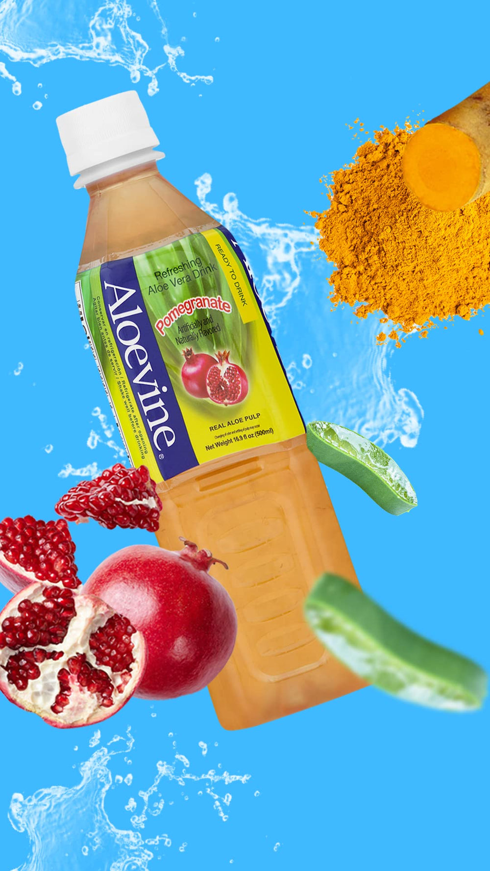 Aloevine Pomegranate 20-bottle pack supports plant-based, on-the-go hydration.
