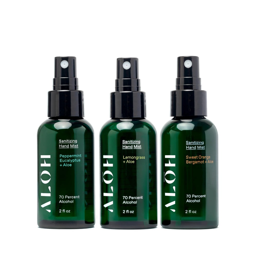 ALO Hand Sanitizer Sweet Orange Bergamot bottle offers refreshing fragrance for daily use