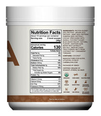 Chocolate protein shake made with ALOHA in a glass.