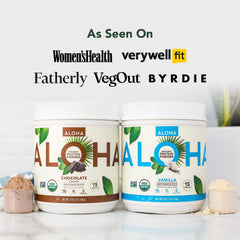 Ingredient blend of pea, brown rice, pumpkin seed, and hemp protein from ALOHA.