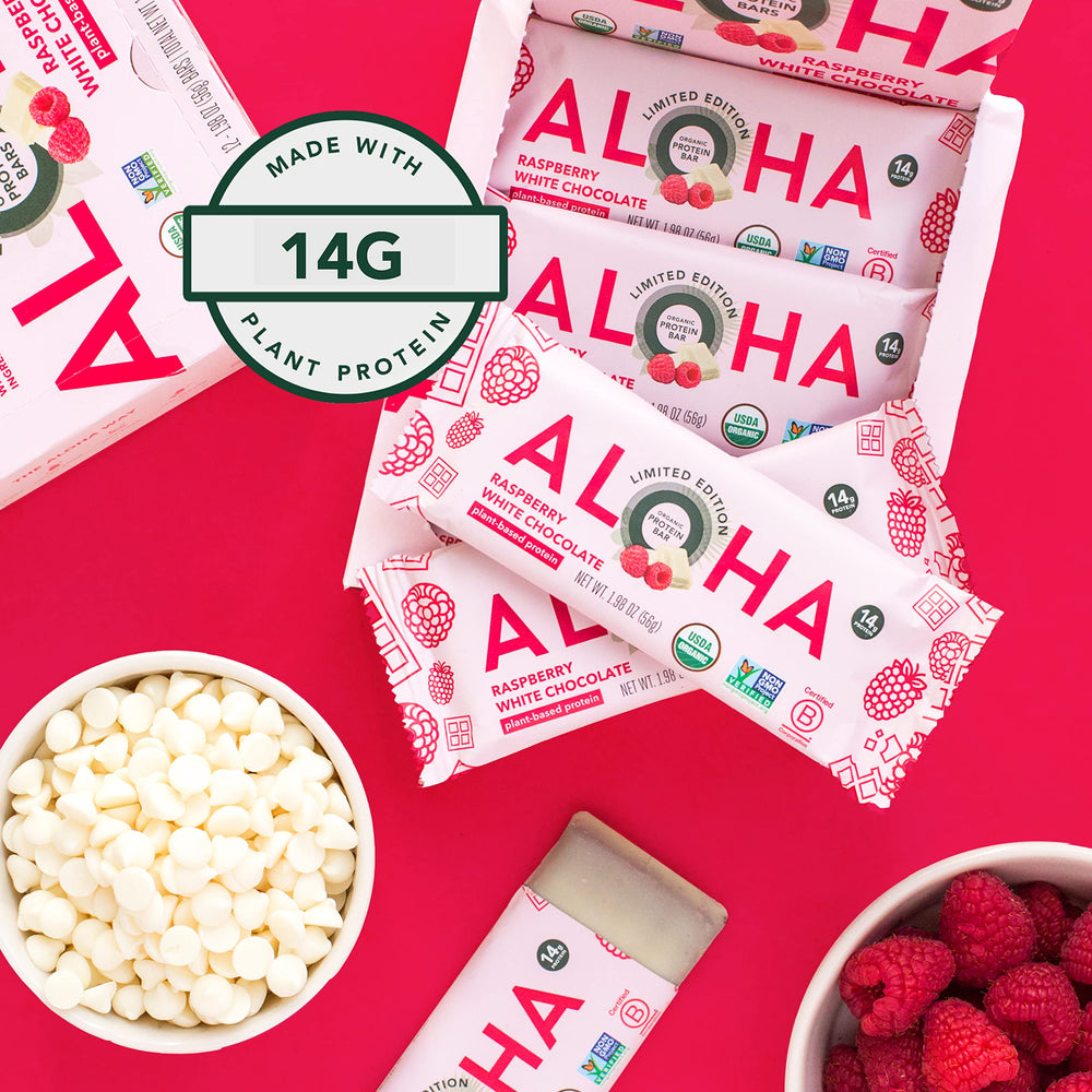 Product label for ALOHA organic vegan gluten-free nutrition