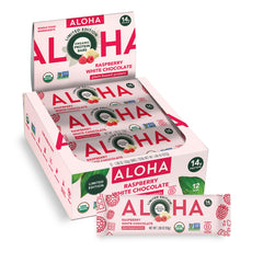 ALOHA Raspberry White Chocolate bar pack on-the-go for protein-powered snacking