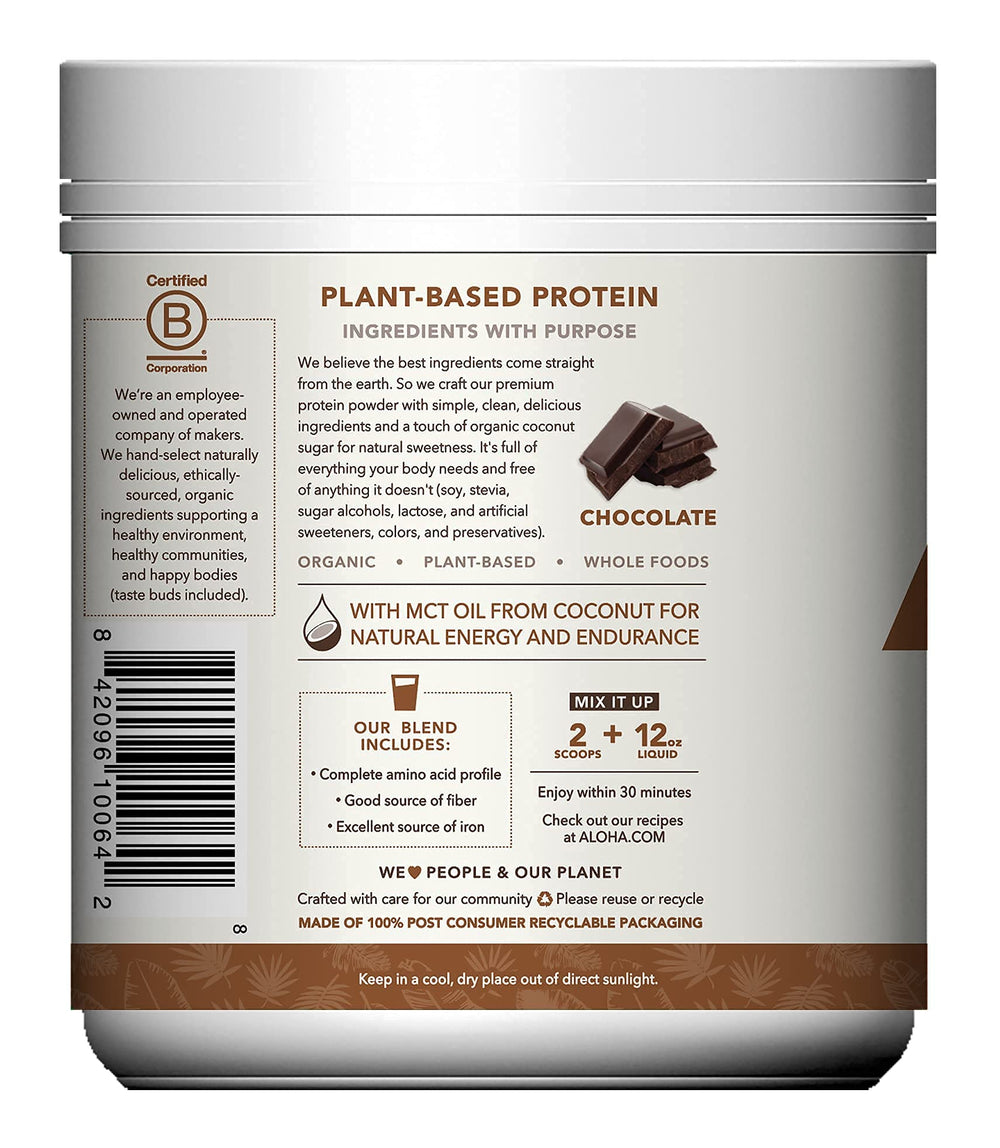 A refreshing smoothie with ALOHA chocolate protein powder.