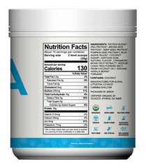 ALOHA Vanilla protein shake in a glass, smooth and creamy texture.