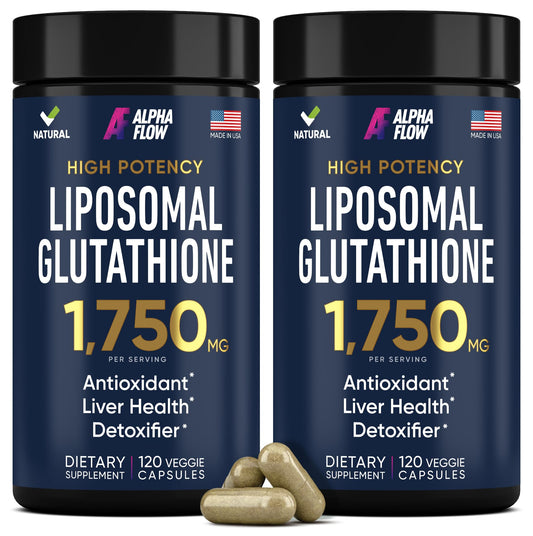 Alpha Flow Liposomal Glutathione 1100mg bottle front showing premium packaging for daily use