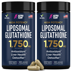 Alpha Flow Liposomal Glutathione 1100mg bottle front showing premium packaging for daily use