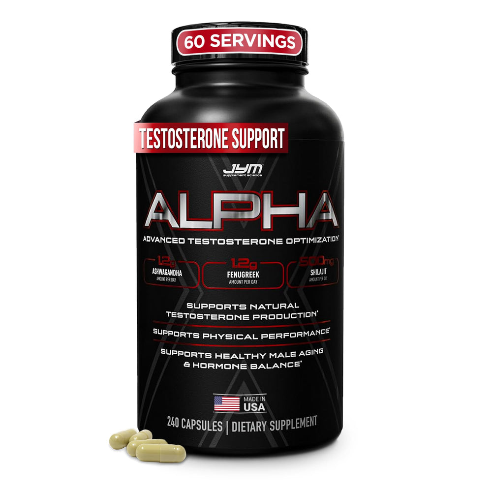 Alpha JYM X bottle label showing clear ingredient list for transparent dosing and daily performance