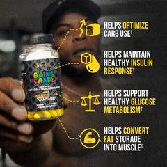 Close-up of Gains Candy capsules for convenient daily use during workouts