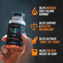 ALPHA LION Gains Candy capsules pack with label emphasizing metabolism support.