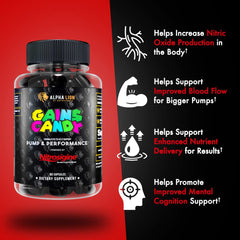 Top view of Gains Candy container for daily-use supplement routine