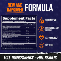 ALPHA LION Night Burn ingredients list highlighting metabolism and relaxation