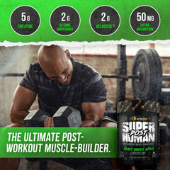 ALPHA LION Superhuman Post serving scoop beside a shaker