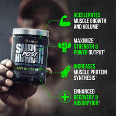 ALPHA LION Superhuman Post tub label highlighting ingredients