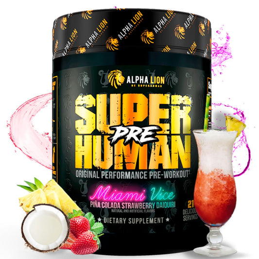 Alpha Lion Superhuman pre-workout bottle front view for high-energy workouts