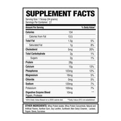 Alpha Nutrition Labs banana whey isolate nutrition label with 102 calories per serving