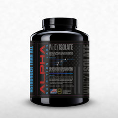 Alpha Nutrition Labs Whey Isolate Chocolate powder for high-protein, low-carb recovery routines.