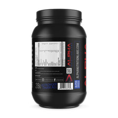 Alpha Nutrition Labs coconut ice cream whey shake glass with creamy foam.