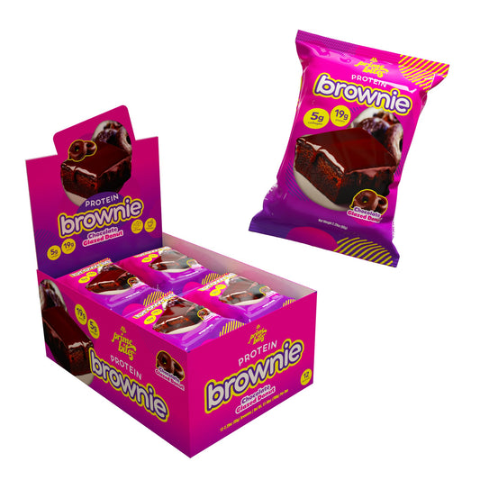 Alpha Prime Prime Bites brownie box with chocolate glazed donut flavor, protein-packed snack