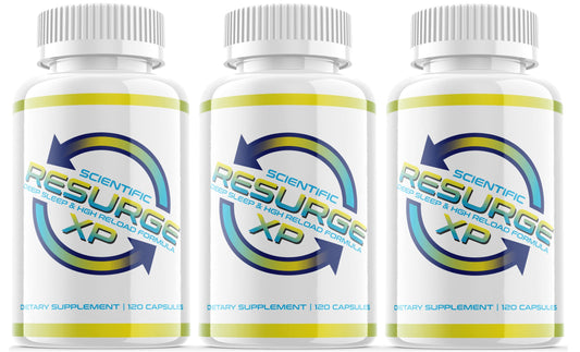 Alpha Pure Resurge XP bottle on nightstand inviting calm pre-sleep routine.