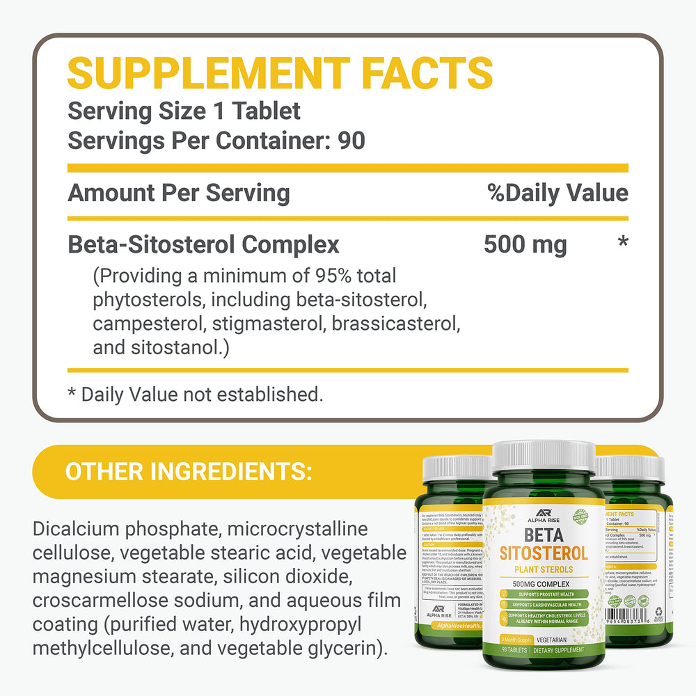 Close-up of ALPHA RISE bottle cap highlighting non-GMO plant sterols.