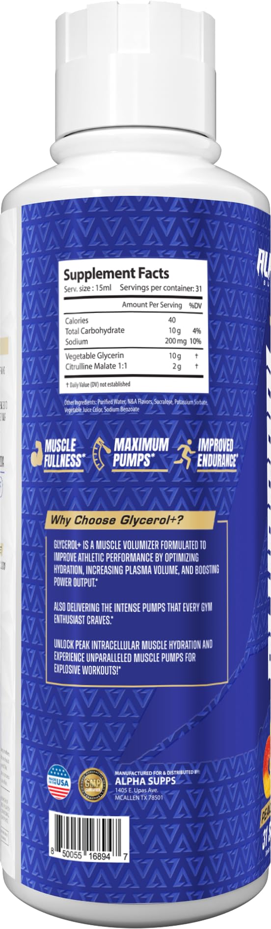Graphic illustrating a vivid pump and muscle fullness with Glycerol+
