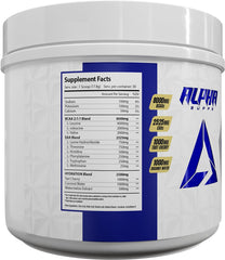 Tub label of Alpha Supps Hydro 9 Aminos Juicy Watermelon with 30 servings
