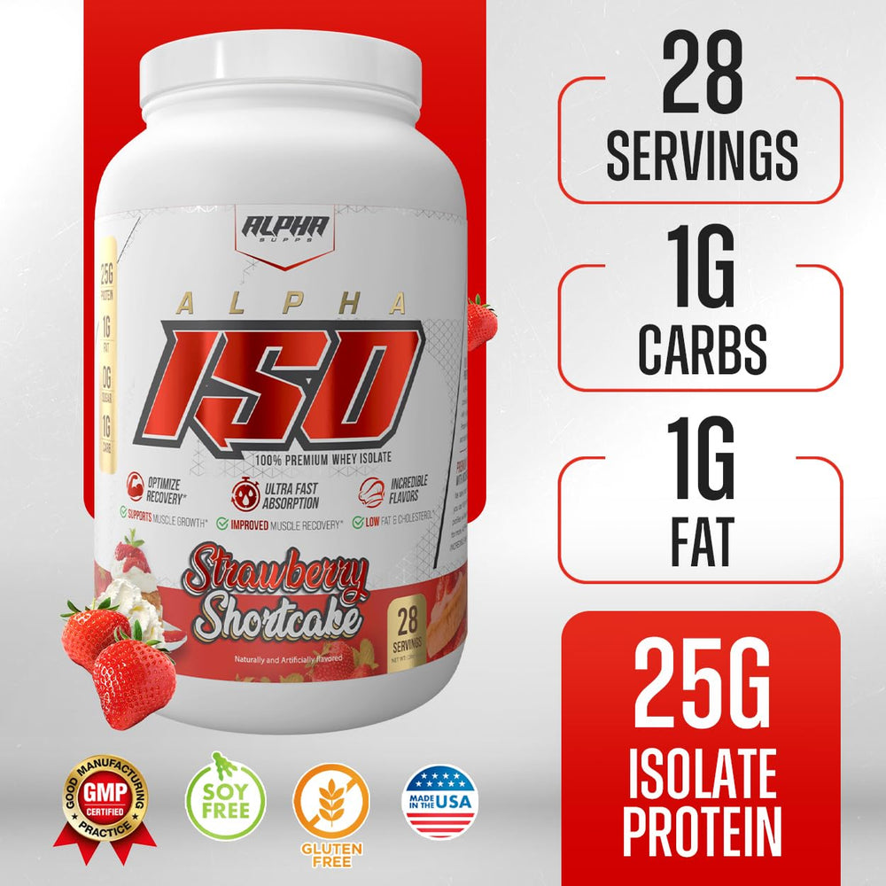 Alpha Supps ISO low-carb formula in a sport bag