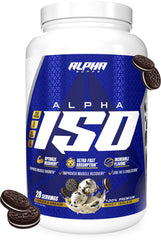 Alpha Supps ISO protein tub showing 25 g protein per serving for post-workout recovery