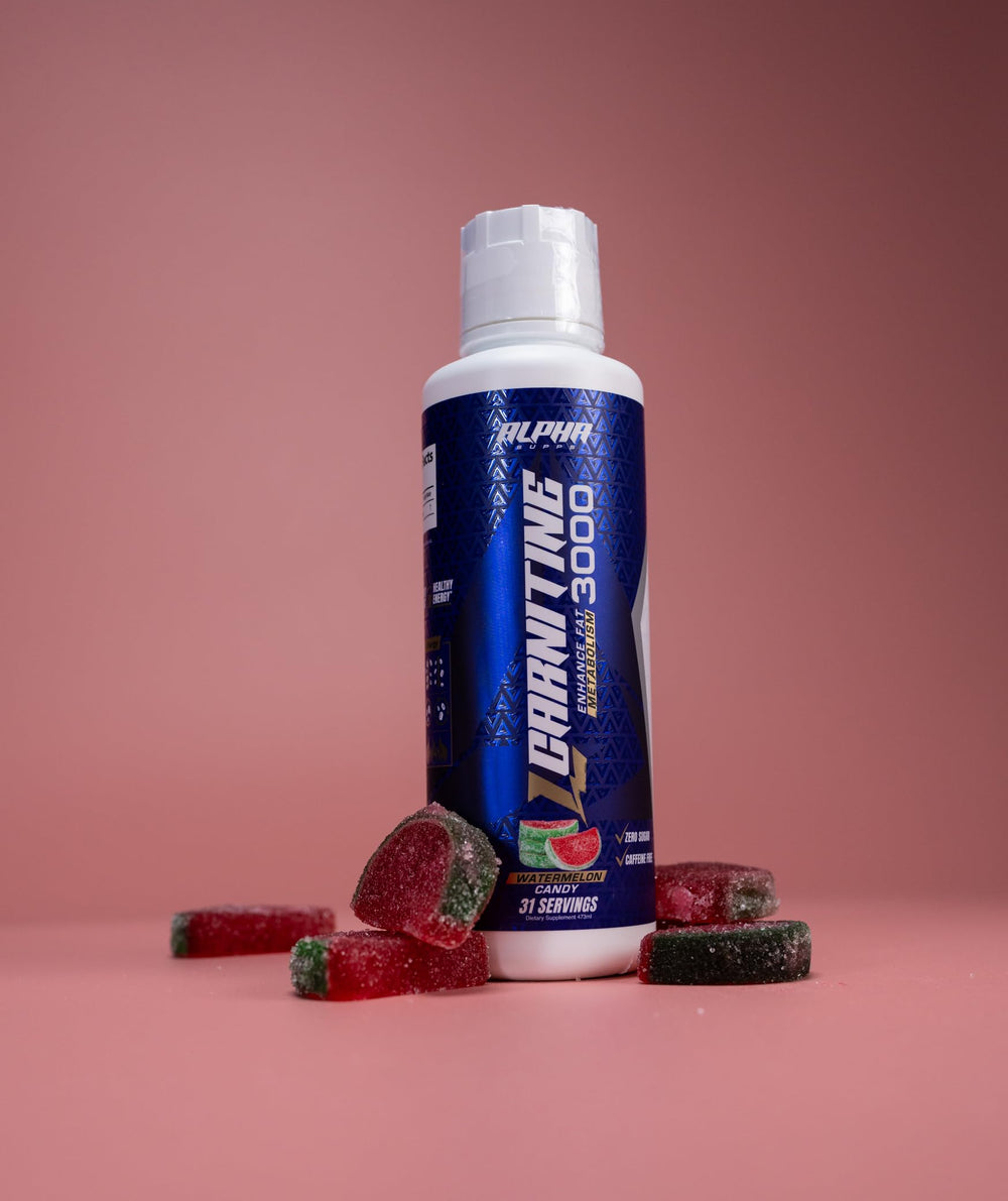 Product line image highlighting Alpha Supps L-Carnitine 3000 endurance focus.