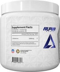 Alpha Supps Pure L-Glutamine microfine texture shown in a scoop for fast absorption