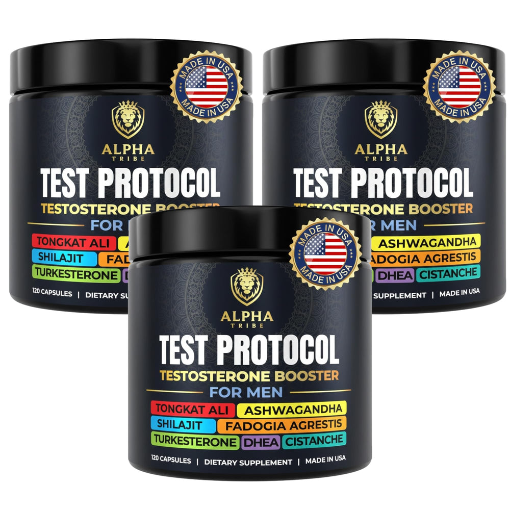 Alpha Tribe Test Protocol bottle front showing natural testosterone support.