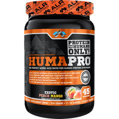 ALR Industries Humapro bottle front with Exotic Peach Mango flavor for on-the-go protein support