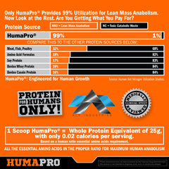 Lab-style table with Humapro, illustrating precise amino acid ratios for bioavailability.
