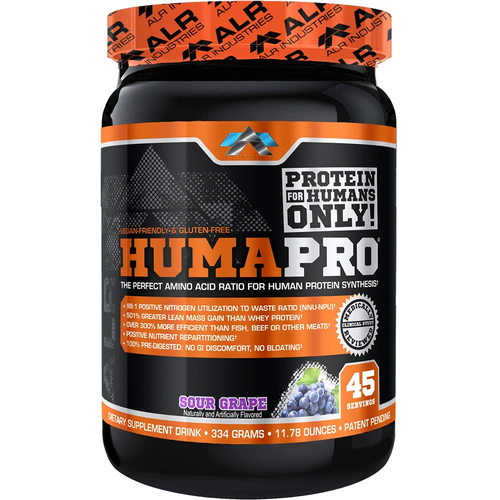 ALR Industries Humapro bottle in sour grape flavor for on-the-go workouts