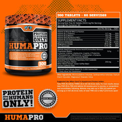 ALR Industries Humapro tablets bottle side label highlights vegan gluten-free features.