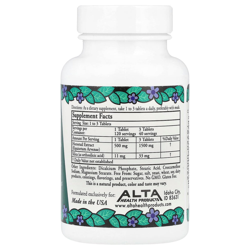 Alta Health Silica bottle back label shows ingredients and bioflavonoids for absorption